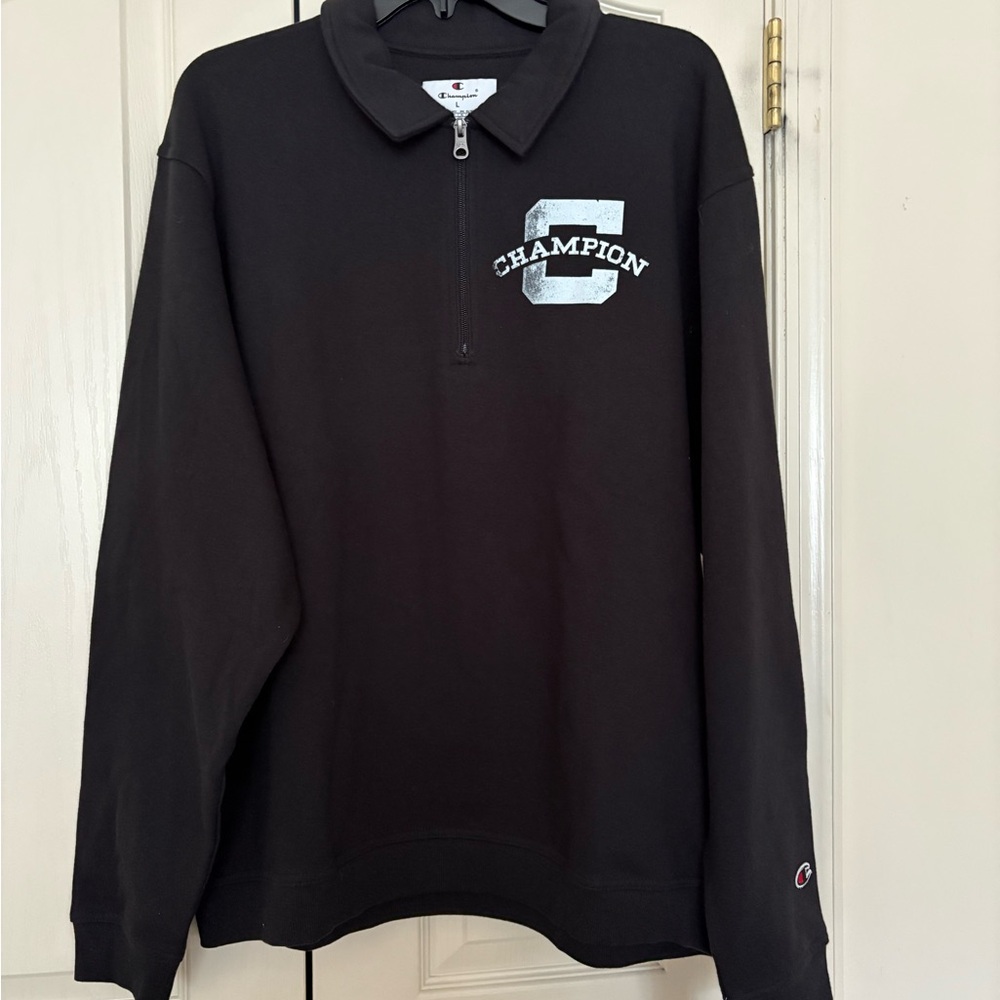 Champion Black Pullover with Logo
